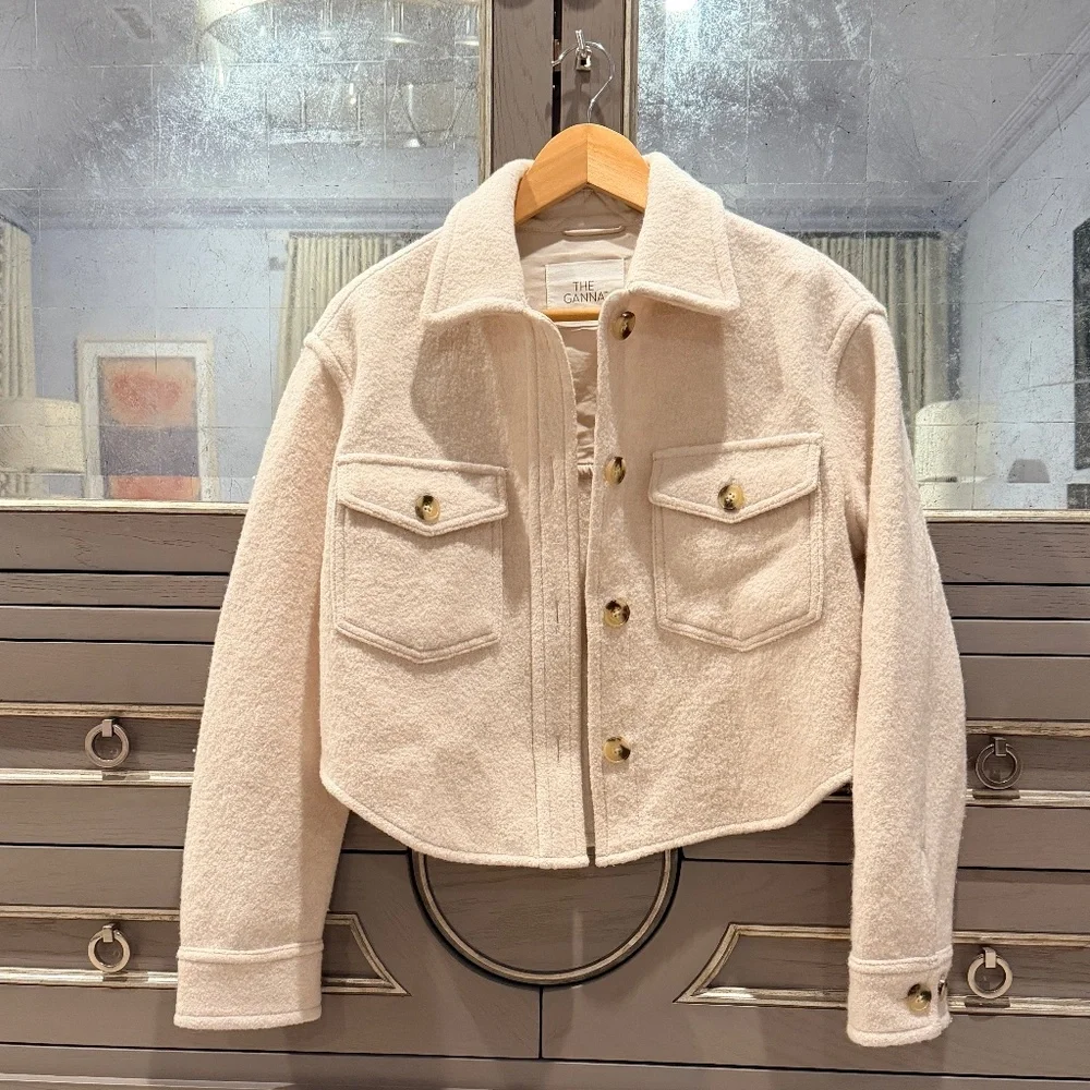 Aritzia Wilfred Free The Ganna Wool Crop Shirt Jacket, Size XS - Picture 1 of 5